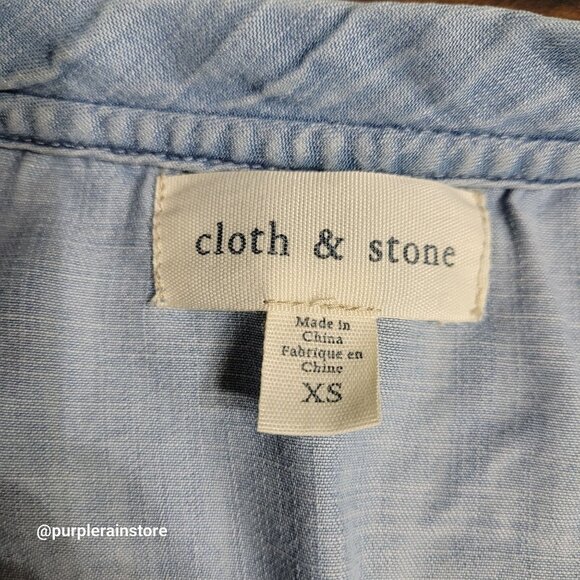 Cloth & Stone Chambray Shirt Dress XS Light Wash Beachy Coastal Minimalist - Picture 4 of 9